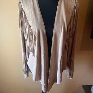 NWOT Faux Suede Tan Fringed Country Styled Jacket